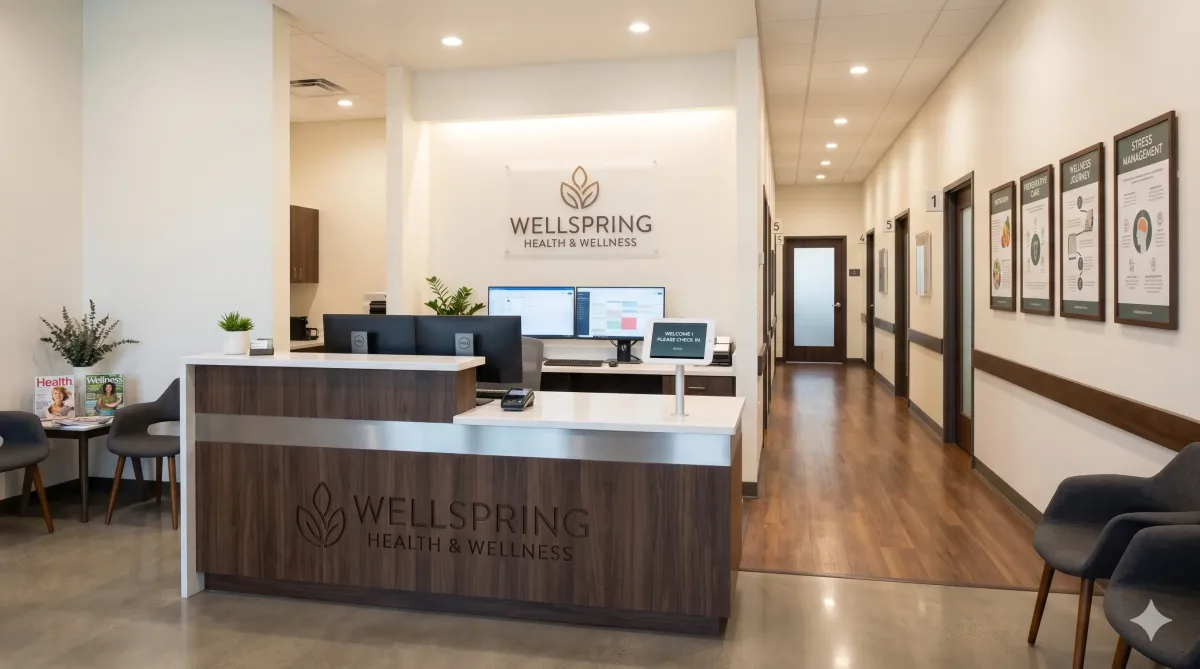 Premium longevity clinic interior showing modern patient care environment for high-performance health optimization