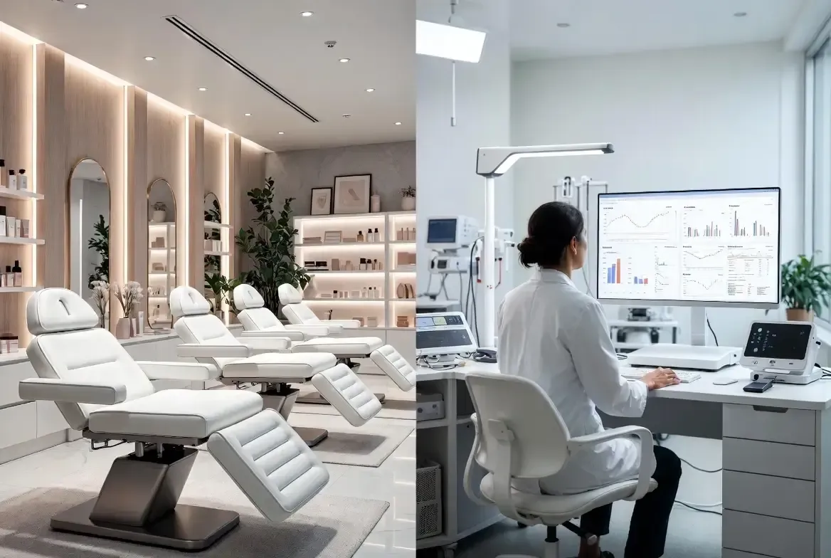 Longevity clinic versus med spa comparison showing different patient care environments clinical depth and business model structures