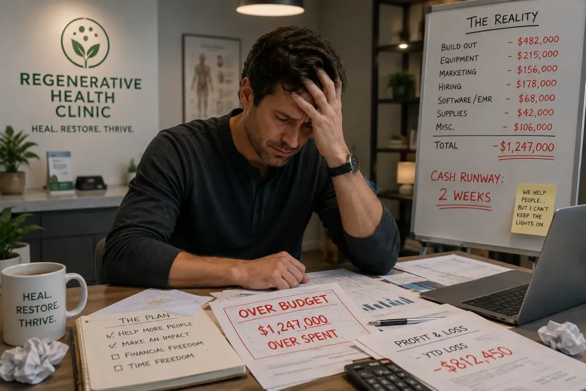 an entrepreneur realizing his costly mistake when he was opening a regenerative health clinic