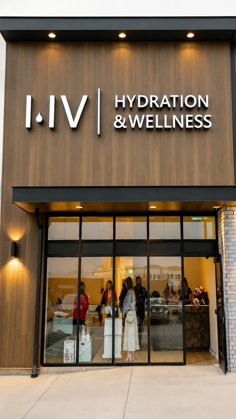 Exterior storefront of I IV Hydration & Wellness IV therapy lounge in Bentonville, Arkansas