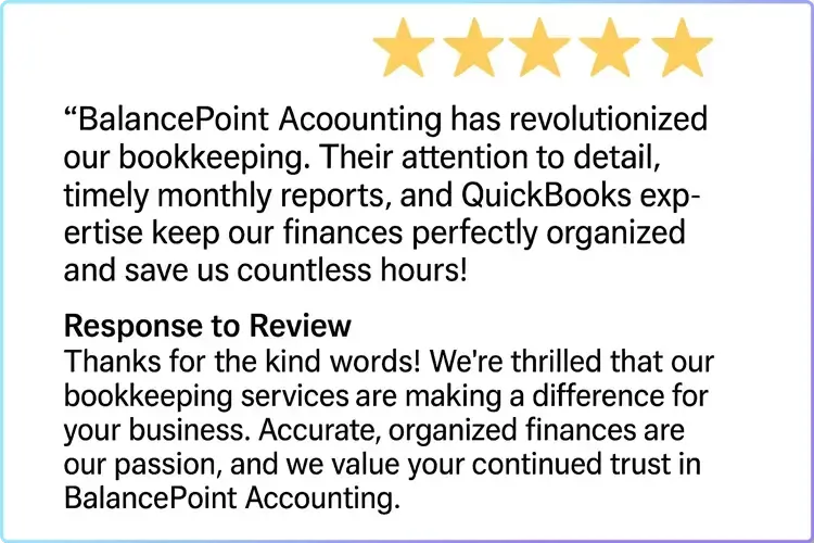 Professional responses to client reviews for accounting firms