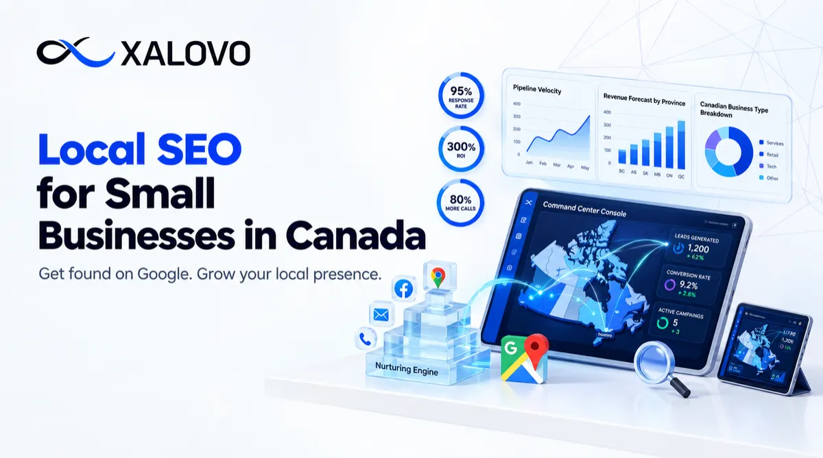 Canadian small business owner reviewing local search results and online business visibility on a laptop