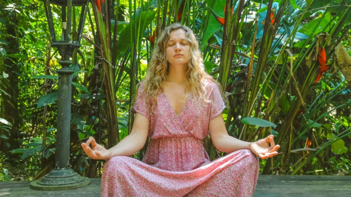 woman meditating during an Ayahuasca Ceremony