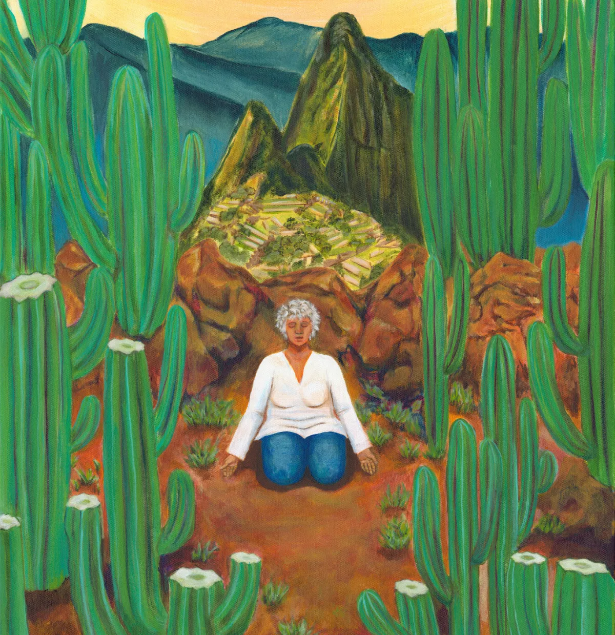 Sacred San Pedro cactus prepared for ceremony at a spiritual retreat in the USA