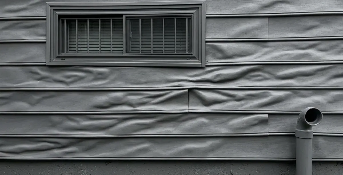 Image of Warped and heat-damaged vinyl siding panels in need of repair