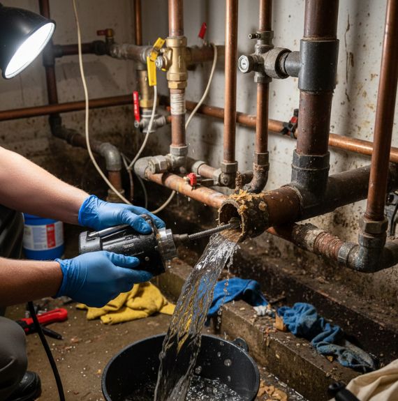 Water pipe flushing and plumbing system descaling in New York