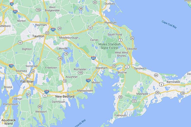 Service Area Map of Cape Cod and South Shore
