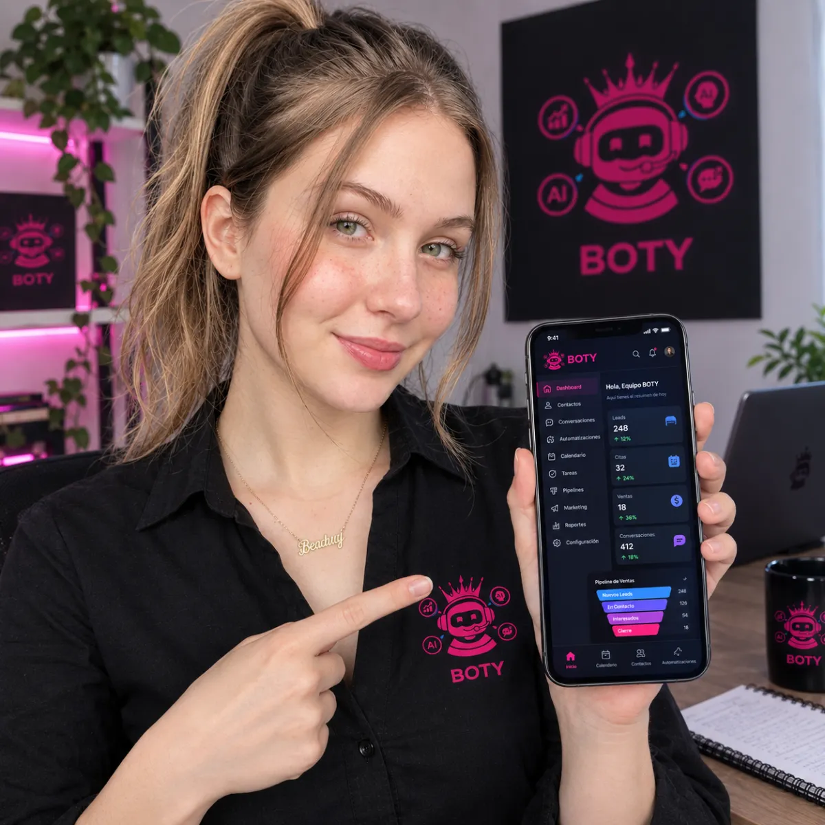 Bot inteligente de Boty automatizando ventas y reuniones de negocios 24/7