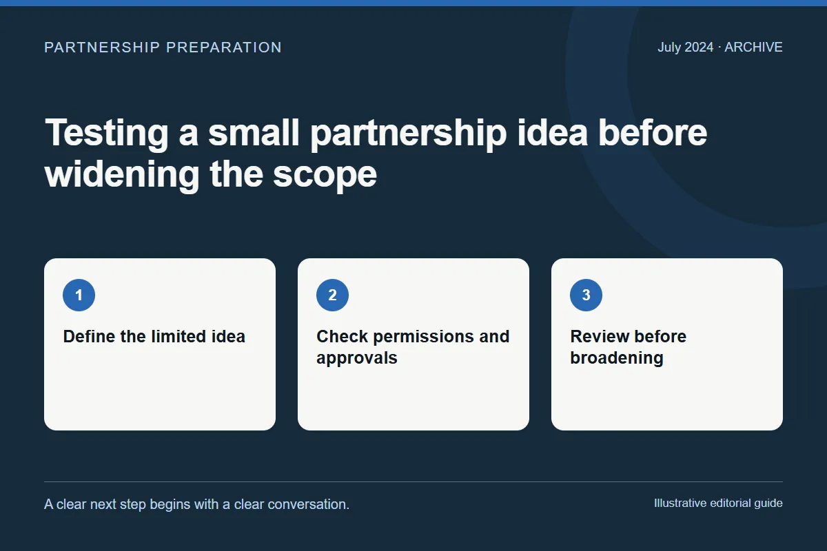 July 2024: Testing a small partnership idea before widening the scope