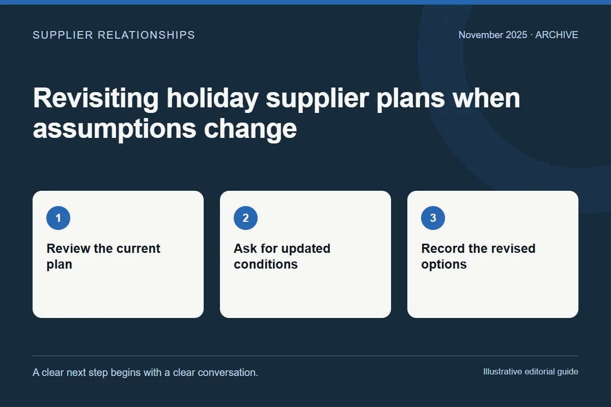 November 2025: Revisiting holiday supplier plans when assumptions change