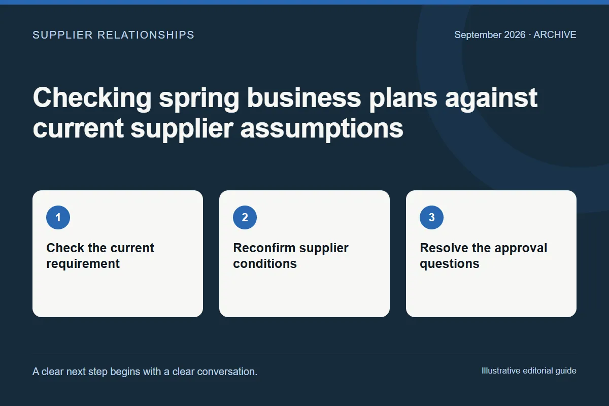 September 2026: Checking spring business plans against current supplier assumptions
