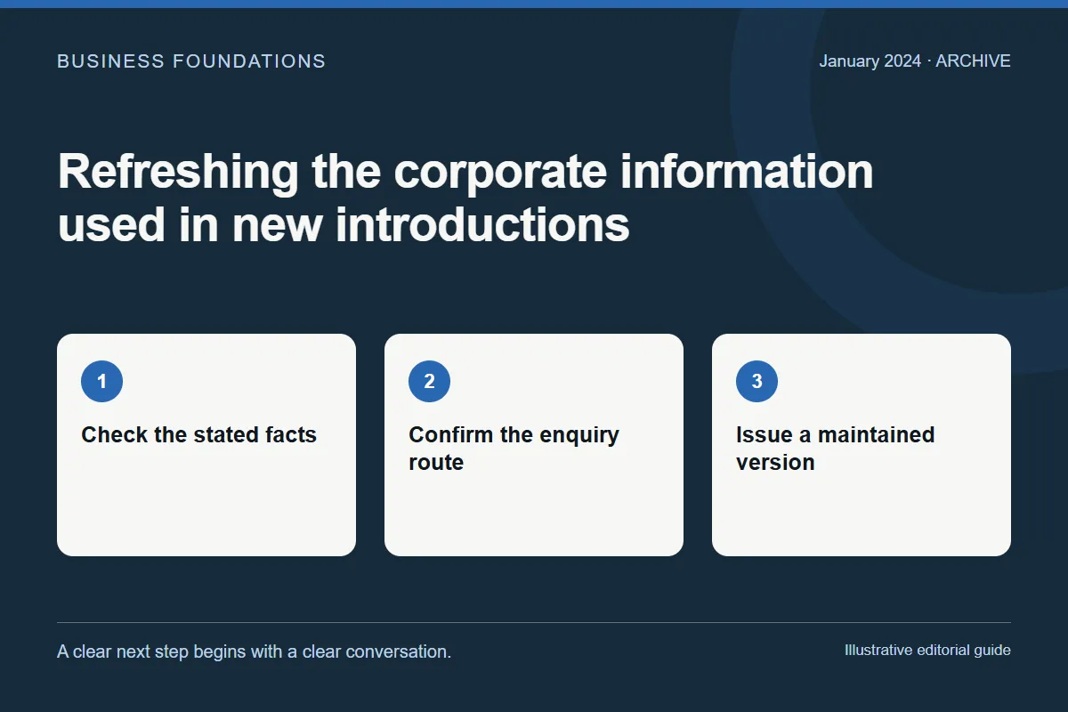 January 2024: Refreshing the corporate information used in new introductions