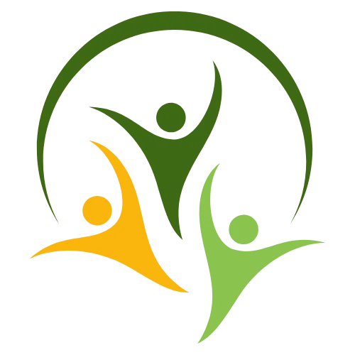 Graphic symbolizing 3 people celebrating in a circle