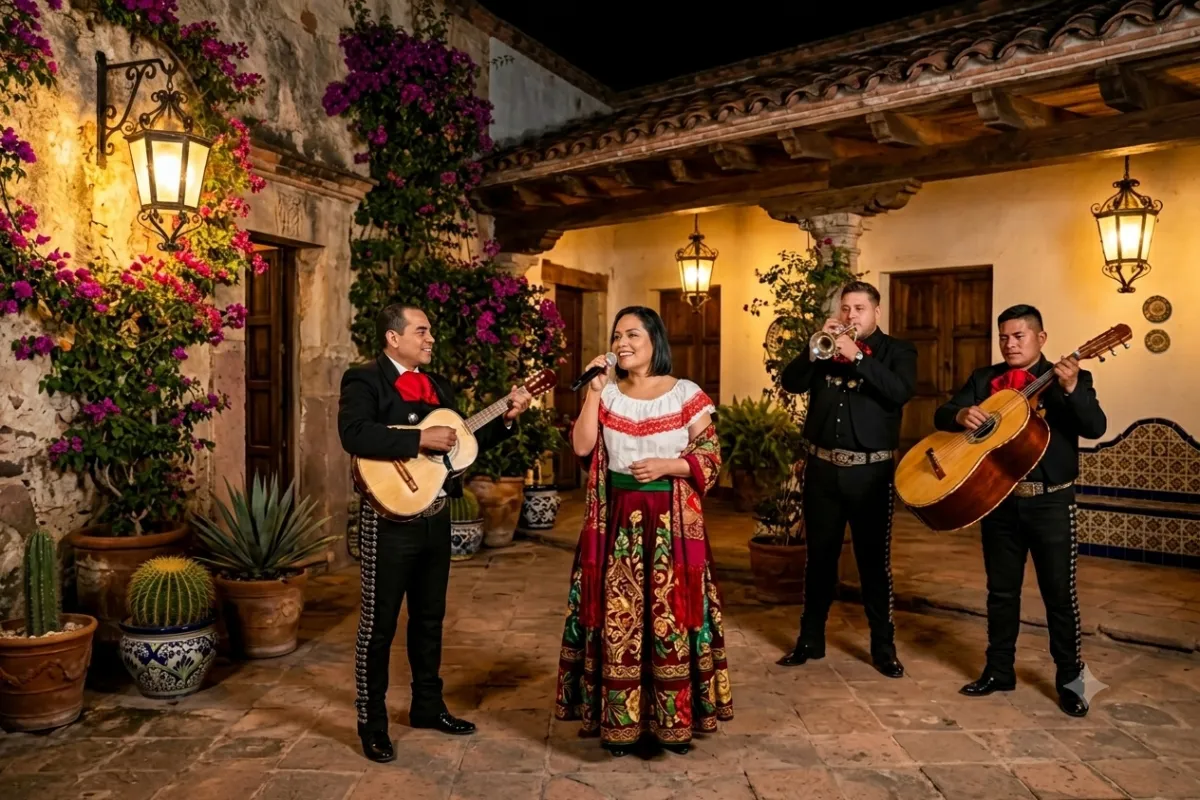 Mariachi interpretando serenata básica