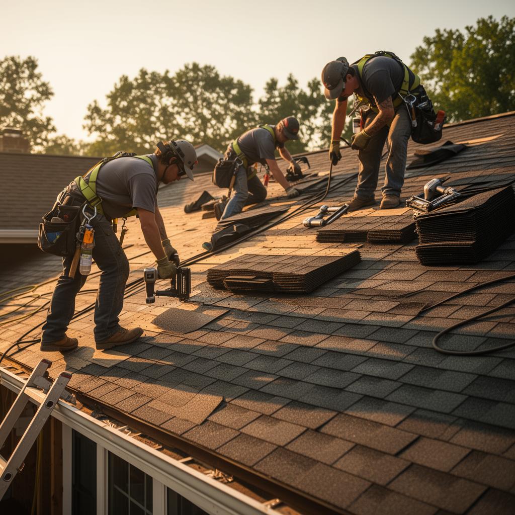 a roof with a few shingles