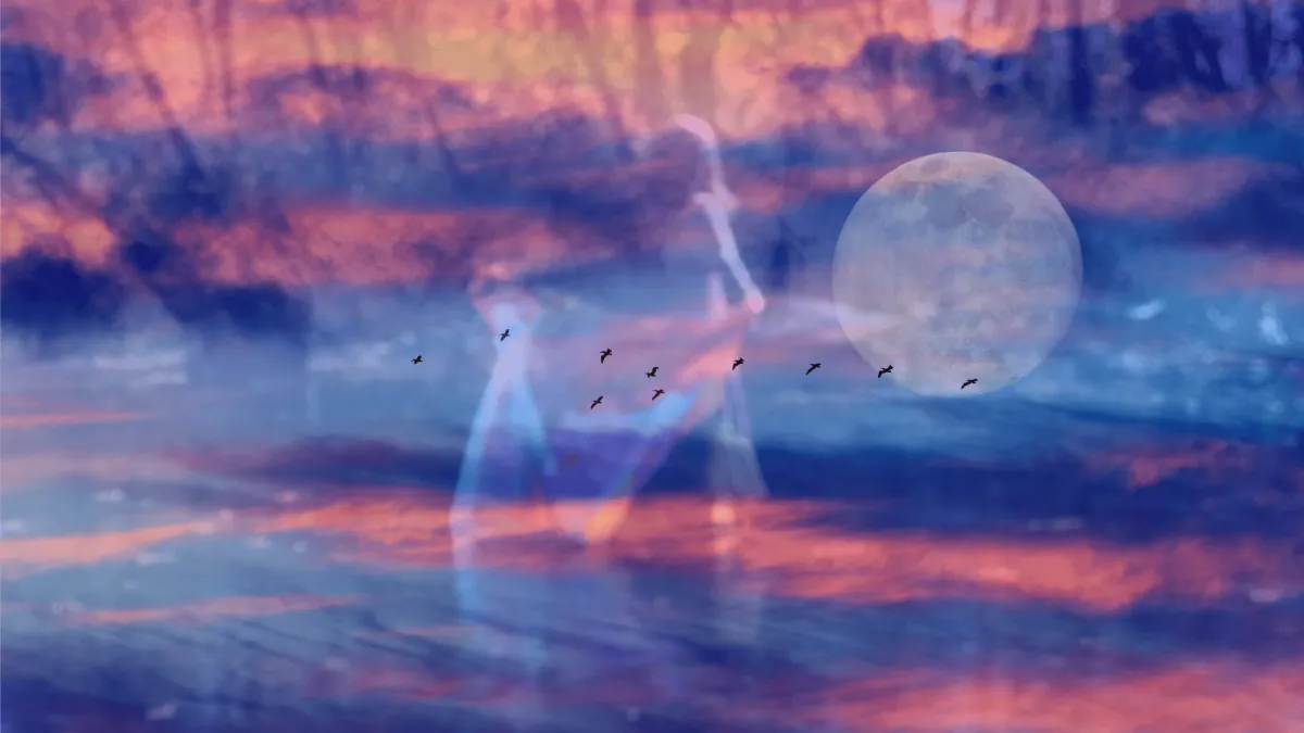 A seeker bathed in mystical moonlight