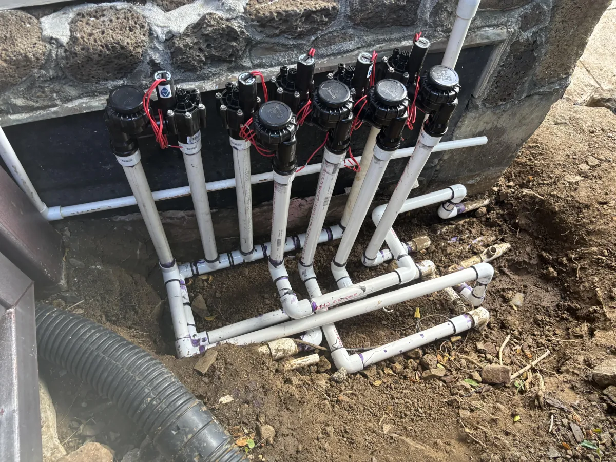 Custom irrigation sprinkler valve manifold installation in Kaneohe Oahu