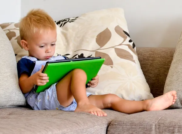 Young child with ipad