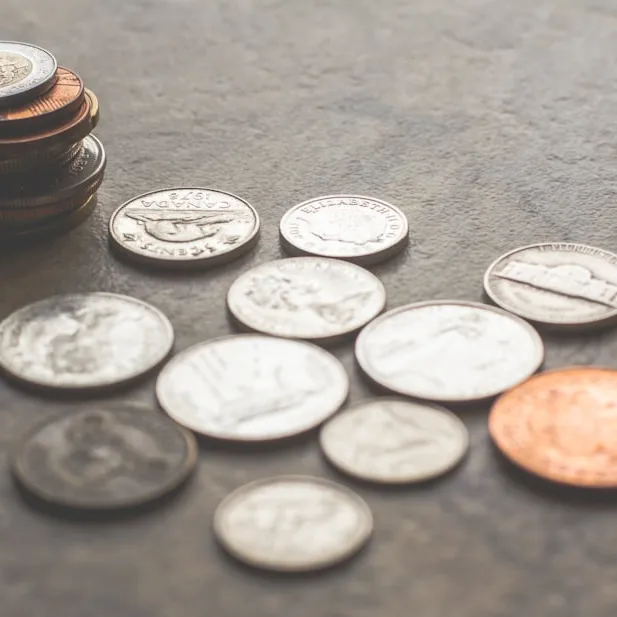 coins on table