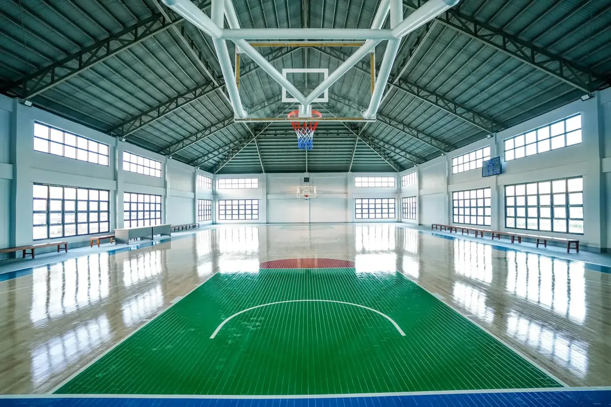 The Indoor hardwood Basketball court at Catalina Lake Residences Bauan Sports Clubhouse is ready for action.