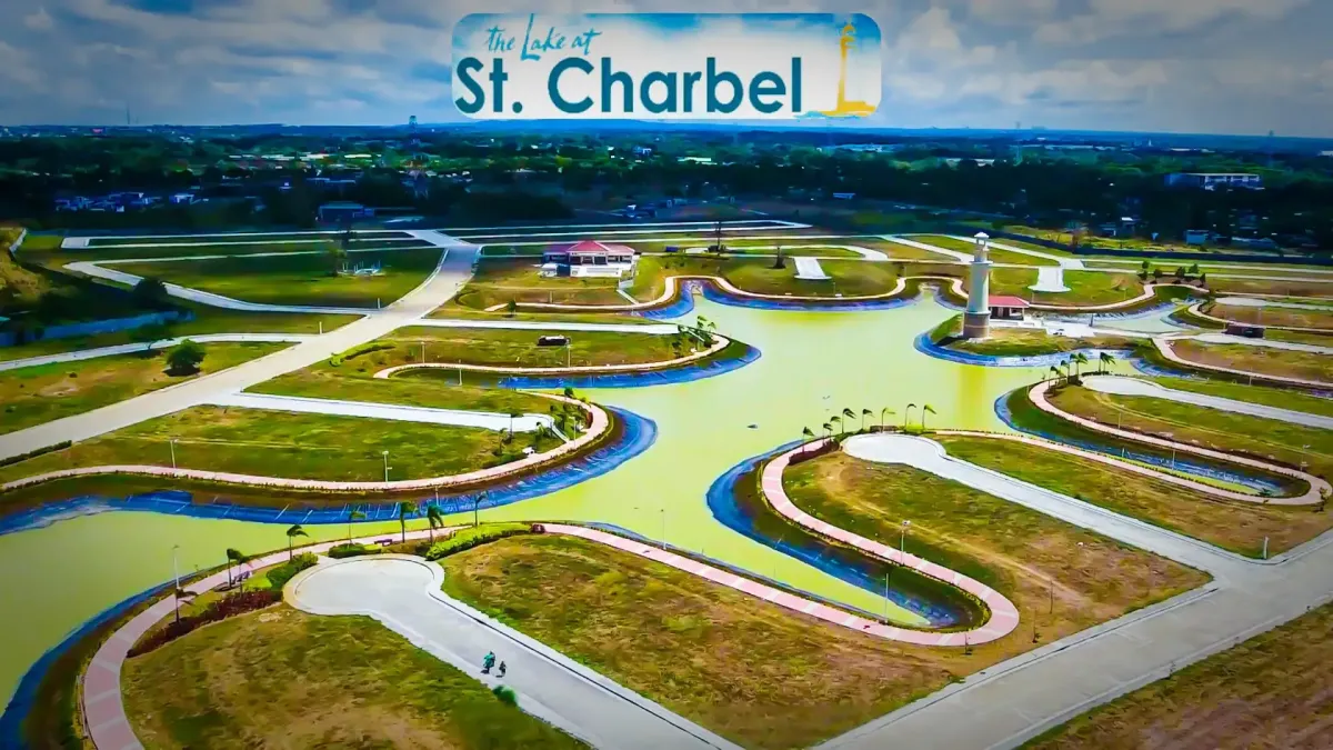 Aerial view of the man made lake at The Lake at St Charbel Dasmarinas Cavite.