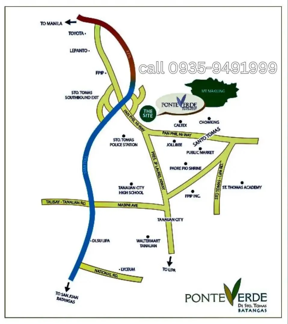Ponteverde de Sto Tomas Batangas Vicinity Map
