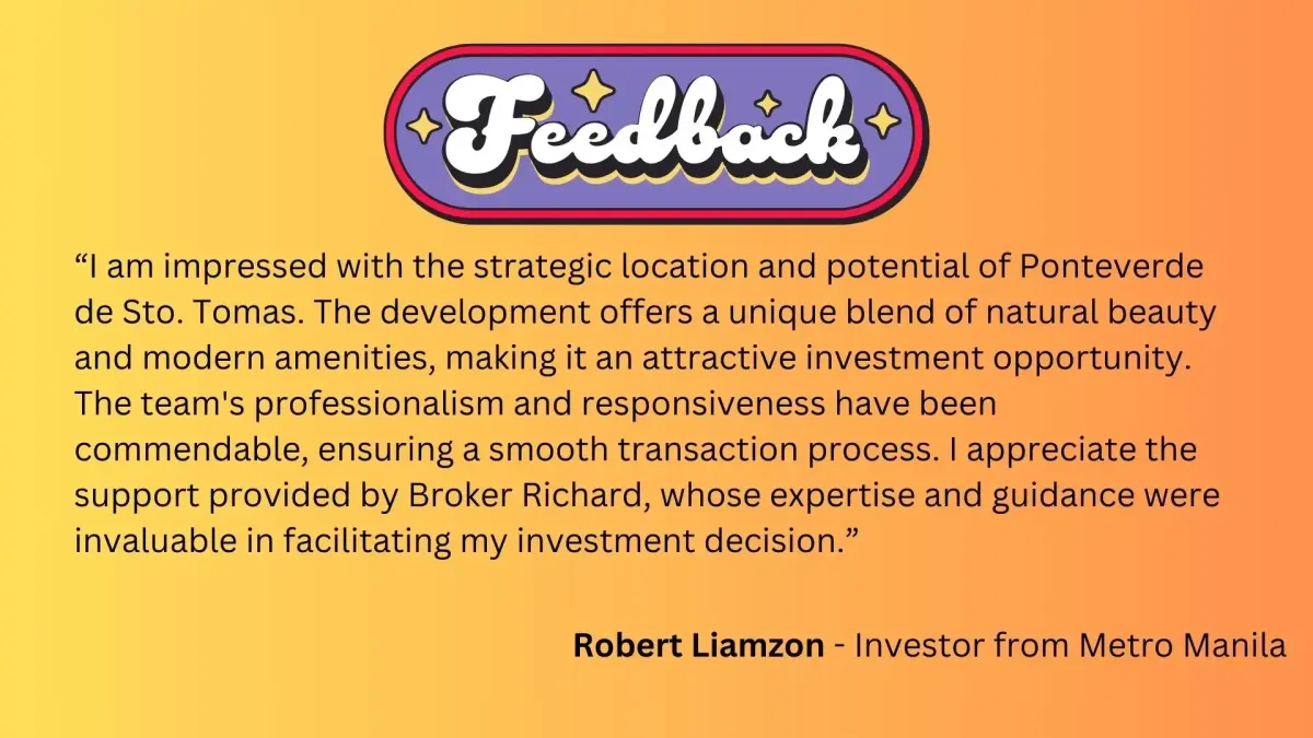  Ponteverde de Sto Tomas Batangas Feedback from Lot Buyer - Robert Liamzon