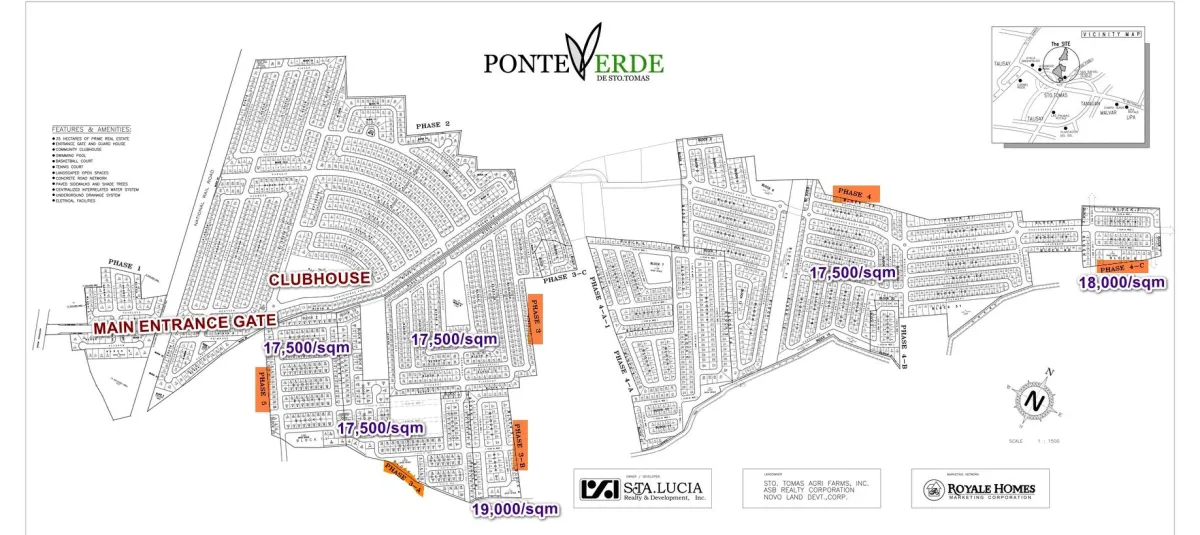 Subdvision Map of Ponteverde de Sto Tomas Batangas lots for sale