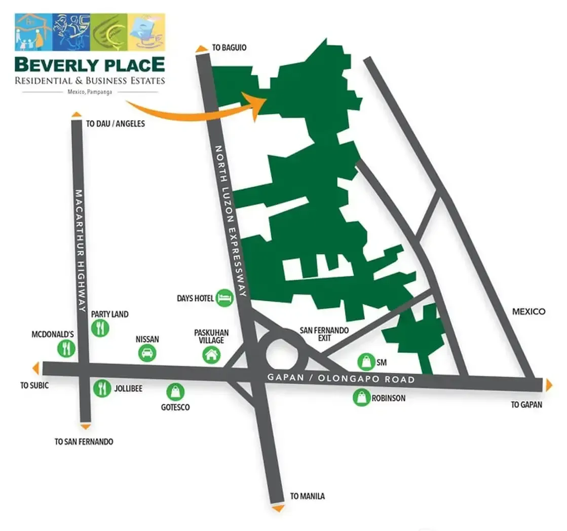 Vicinity Map going to Beverly Place Pampanga.