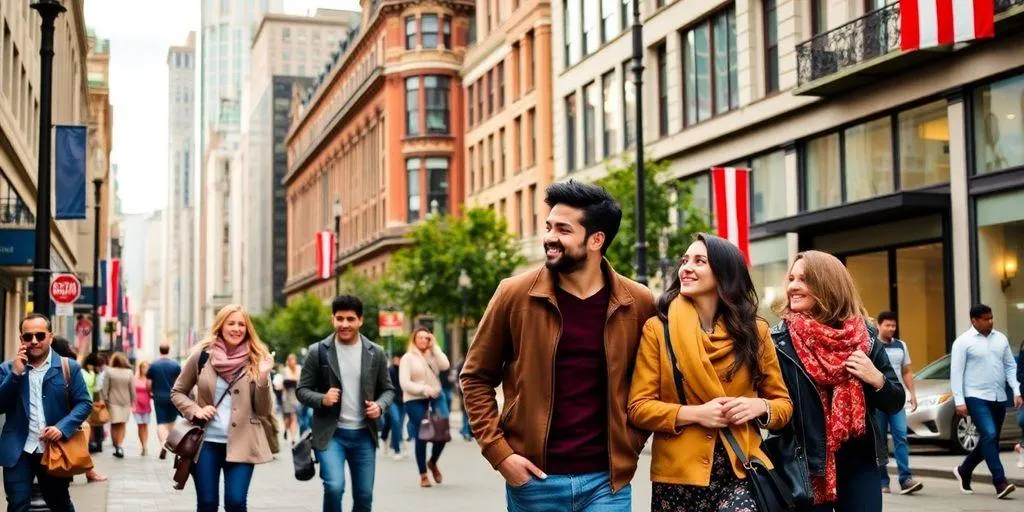 Couples se baladant à Montréal, ville de rencontres.