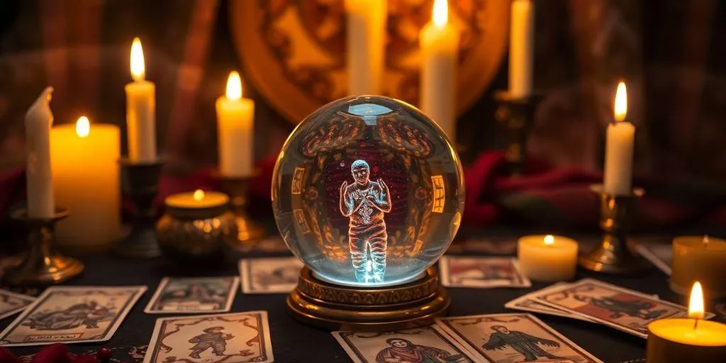 une boule de cristal et des cartes de tarot