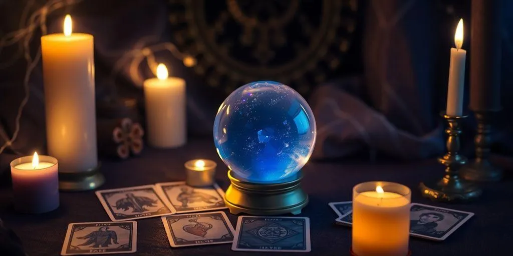 une boule de cristal avec des cartes de tarot