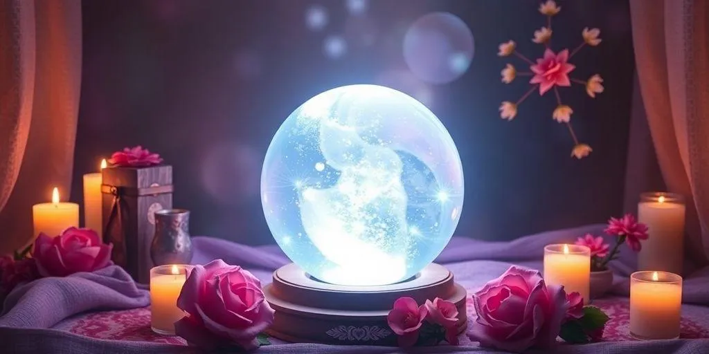 Boule de cristal et bougies pour la voyance amour