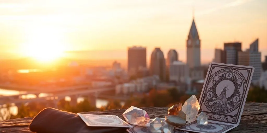 Montréal skyline avec éléments mystiques pour 2025