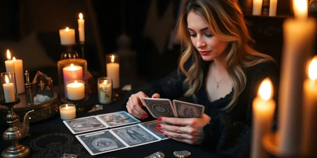 une voyante avec des carte de tarot  à Montréal