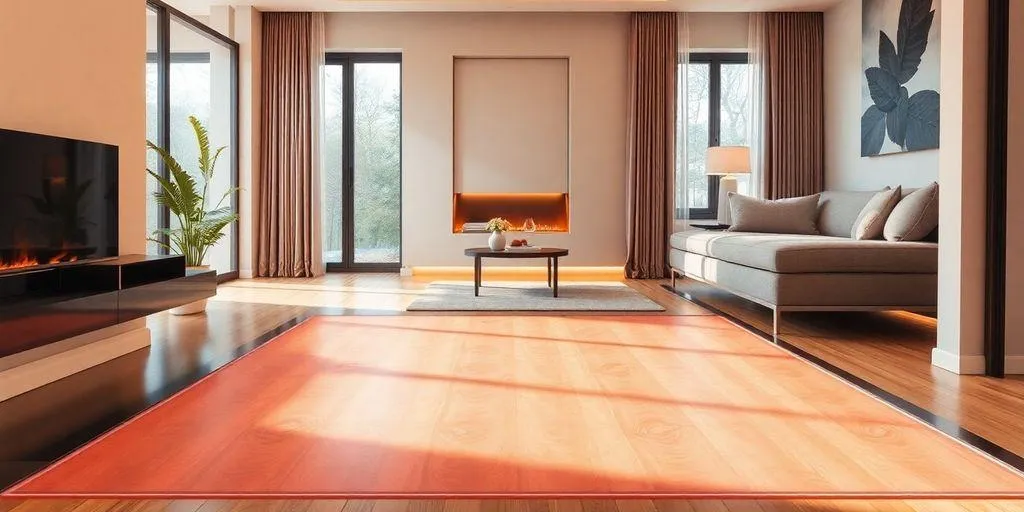 Installation de plancher chauffant moderne dans un intérieur élégant.