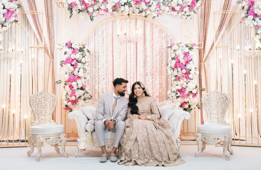Cinematic elegant couple at wedding