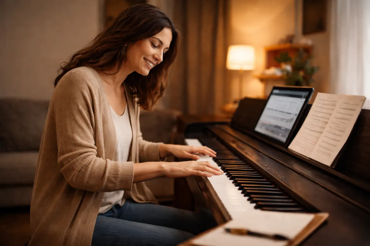 Student studying online with laptop and notes