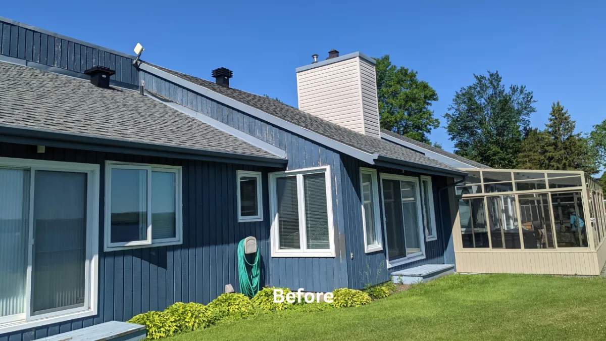 Before/after picture, Exterior panting in Cornwall Ontario