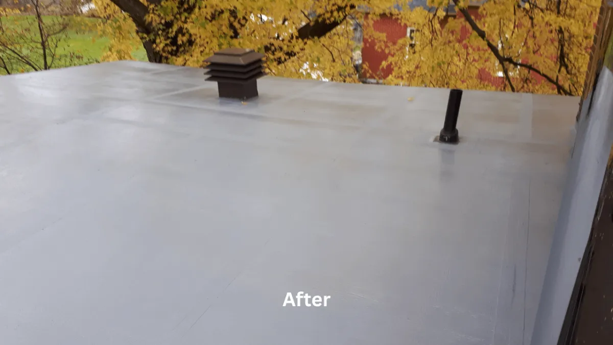 The after picture of a roof painting in Vankleek Hill, Ontario 