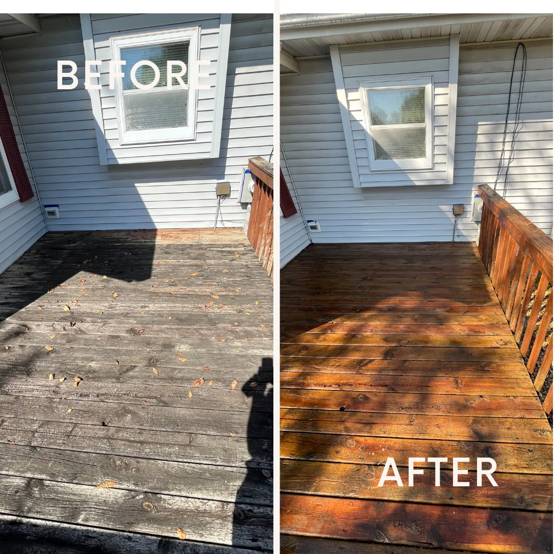 Deck cleaning before and after example