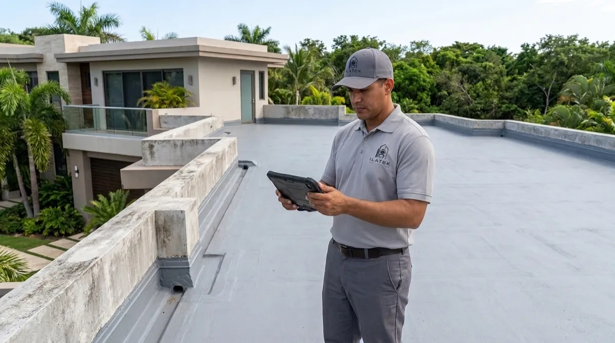 Membrana impermeabilizante en techo plano por Ilatek Techos en Aguada, Puerto Rico