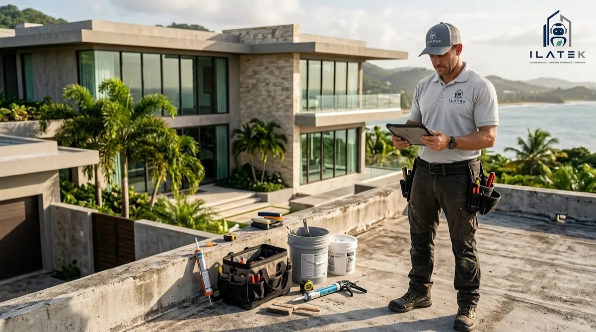 Mantenimiento preventivo de techos por Ilatek Techos en Puerto Rico — limpieza y revisión