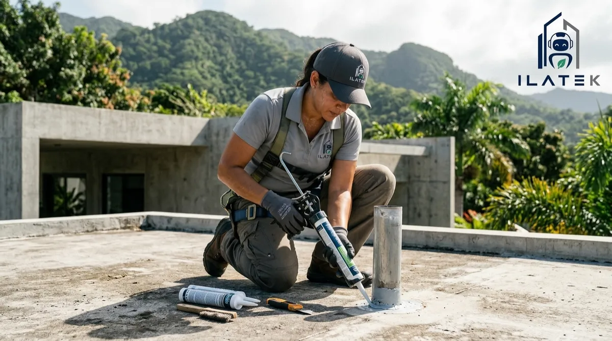 Sellado de goteras de techo de Ilatek Techos en Puerto Rico — reparación de láminas y filtraciones