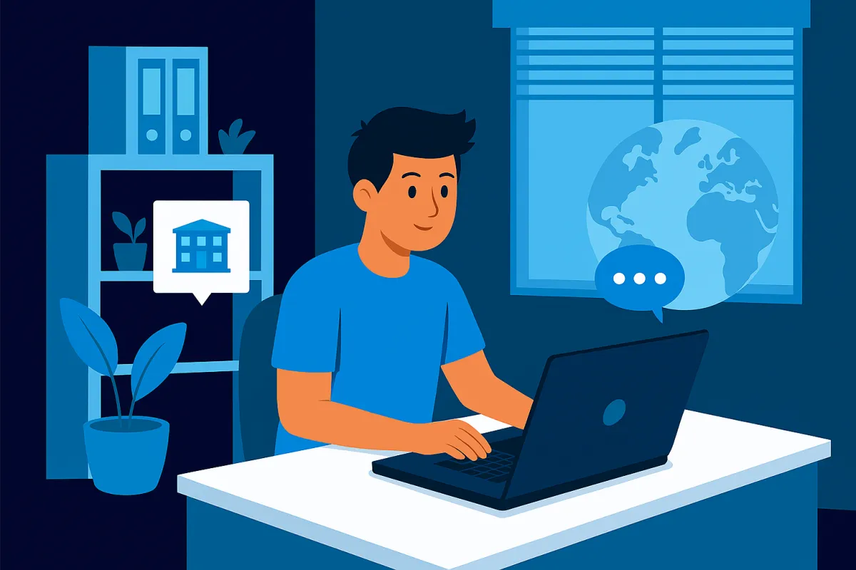 Animate Man using laptop in home office