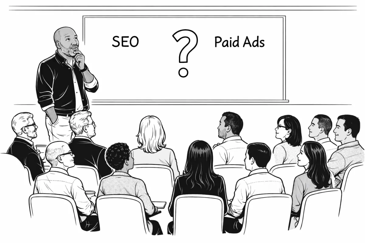 Sketch of SEO vs PPC Seminar