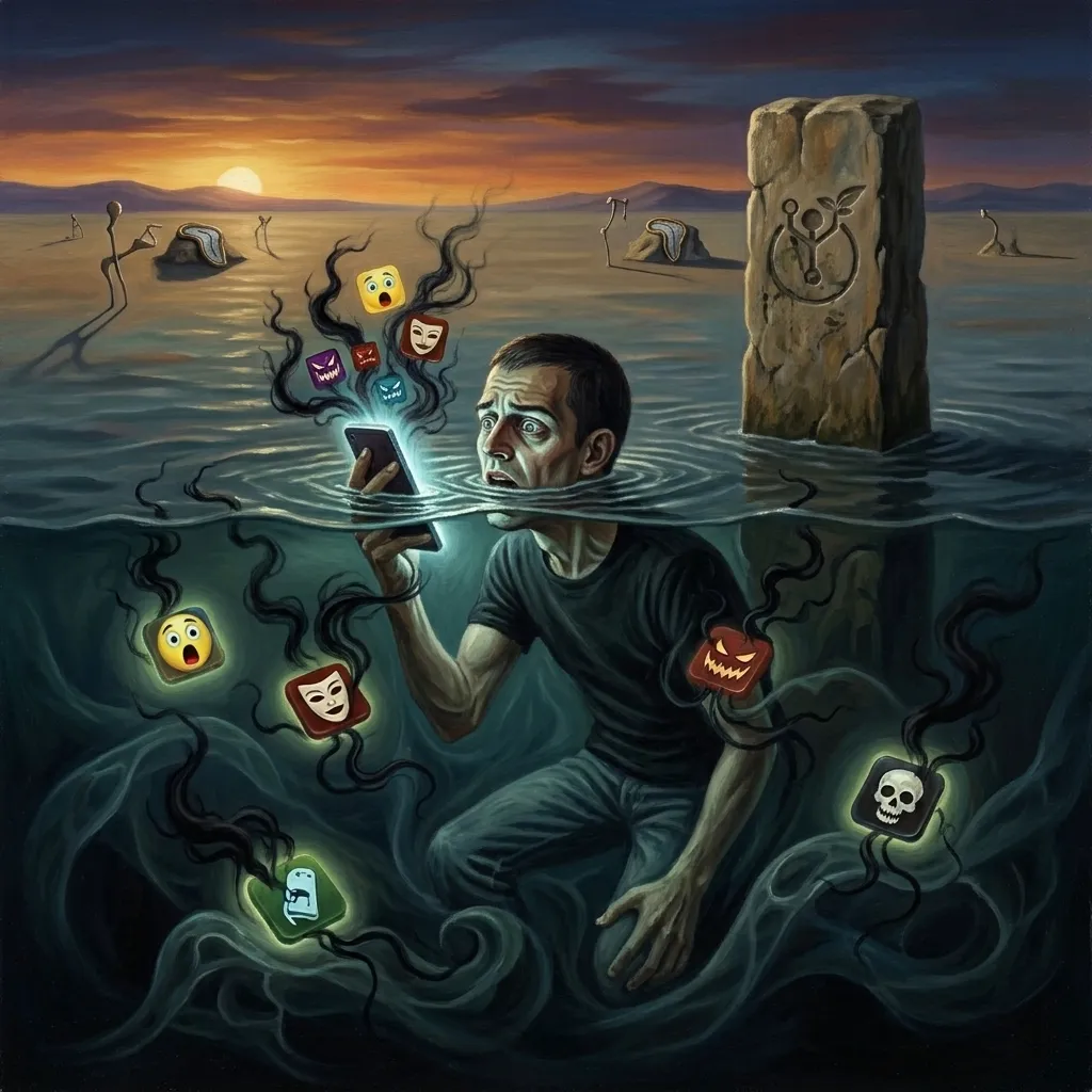 Surrealist picture of gambling addict learning urge surf