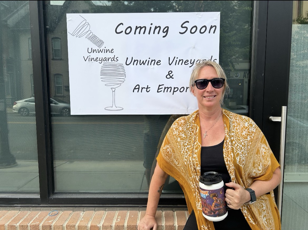 Mary Reshetar in front of her new business coming soon in PA