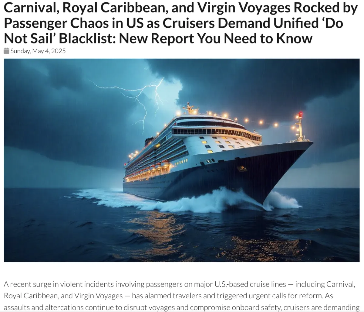 Massive cruise lines face safety concerns. Demand for rise of sustainable, small ship cruising and environmental stewardship.