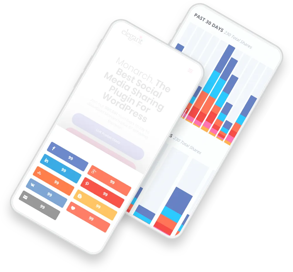 two mobile phones showing social media stats